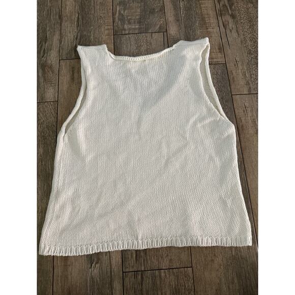Anine Bing Women's White V-Neckline Sleeveless Knit Tank Top Size Small - Picture 8 of 8